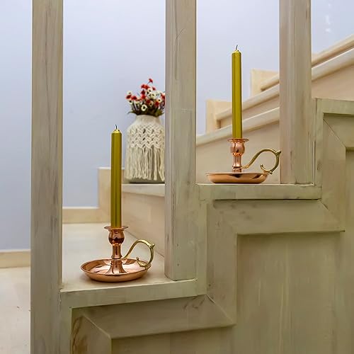 Miniatura 6 de Portavelas de cobre hecho a mano para decoración rústica del hogar con asa, portavelas de metal para velas de pilar, decoración gótica, portavelas