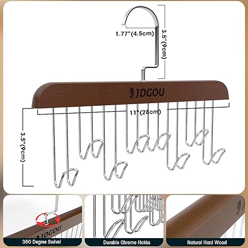 Miniatura 7 de Organizador de cinturón, paquete de 2 ganchos para cinturón, ganchos para organizador de armario, organizadores de armario giratorios de 360 para
