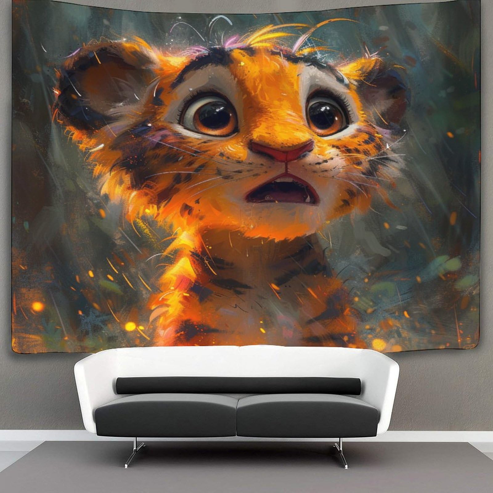 kaiyun 150cmx200cm Tapestry Cute Little Tiger Tapestries Animal 3D Printing Wall Hanging Home Decorations