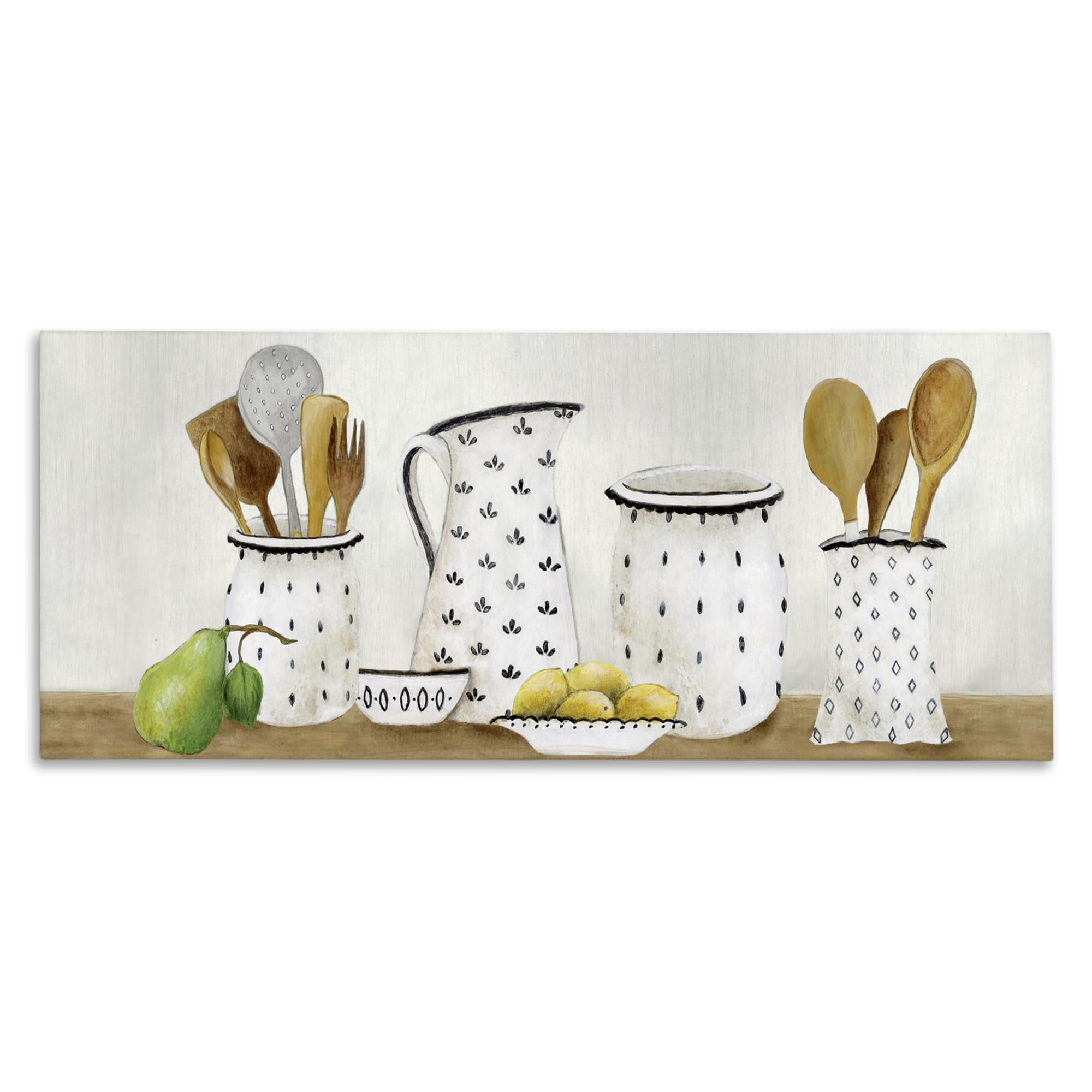 Stupell Industries 'Kitchen Jugs & Utensils', Canvas Art, 24 x 10 Inches, Easy to Hang and Sturdy, Made in USA, by Janet Tava