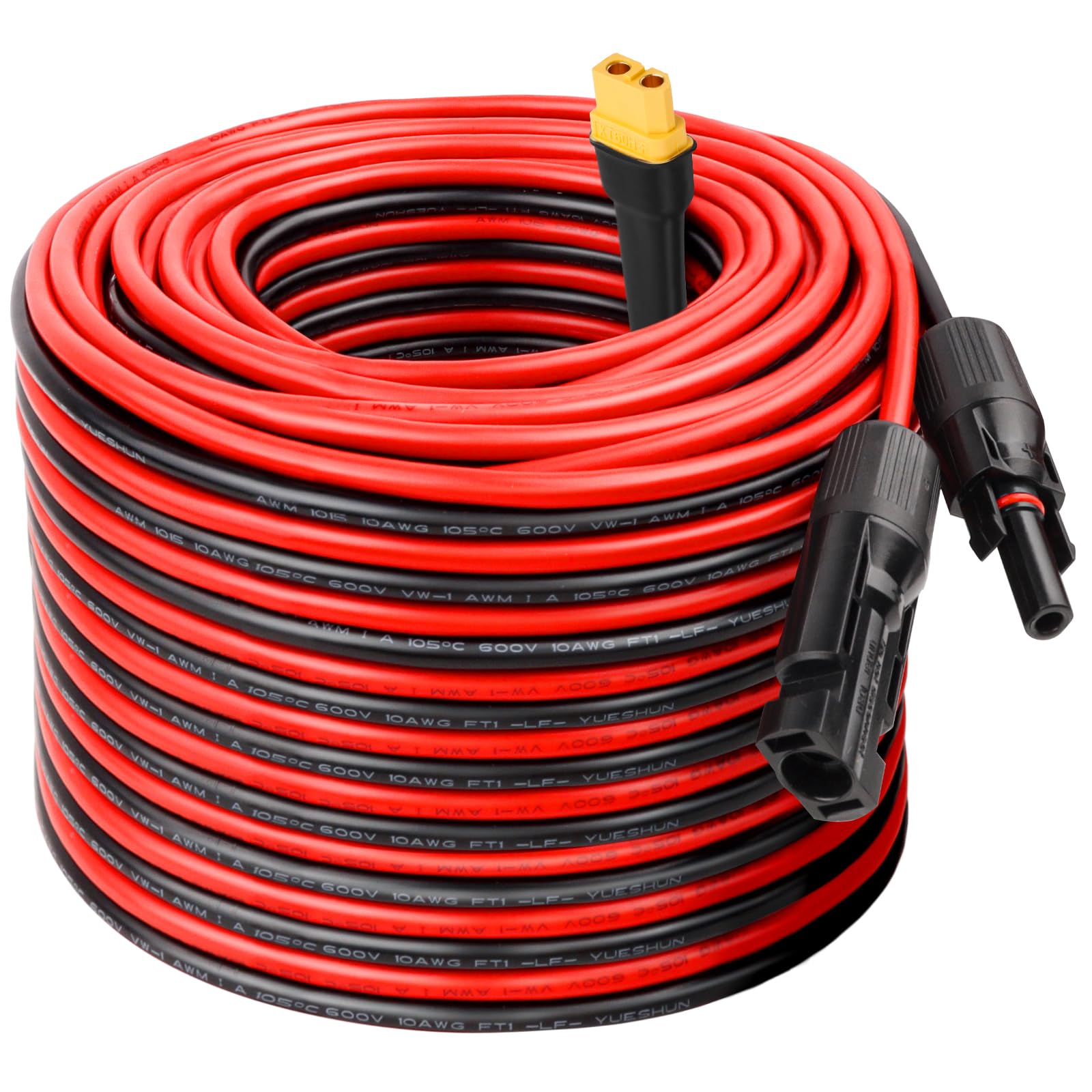 MOOKEERF Cable de extensión solar a XT60 de 10 AWG, conector solar a XT60, cable adaptador para panel solar a estación de energía portátil, generador solar, paquete de baterías