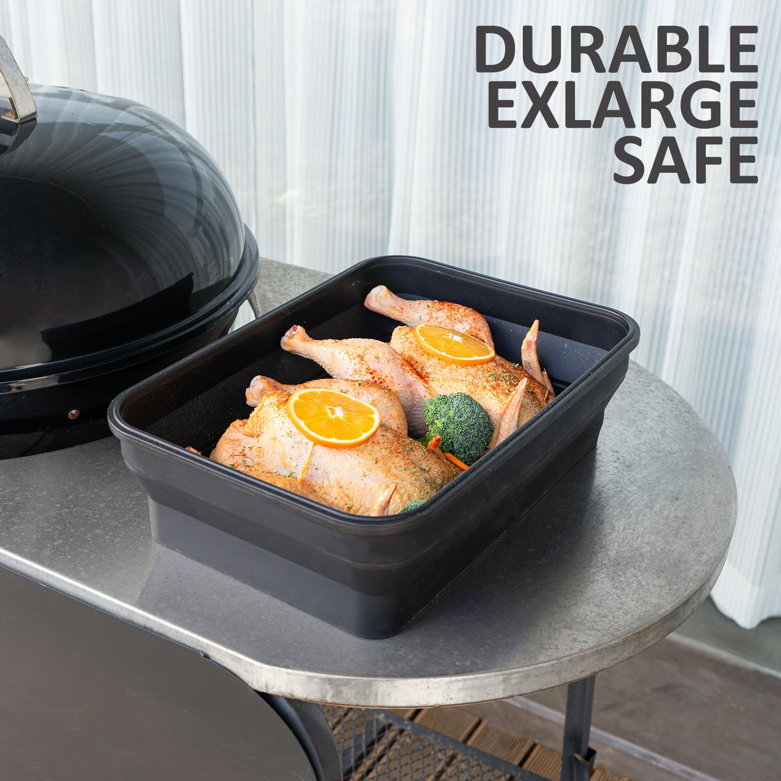 Contenedor de marinado plegable XL, accesorio de parrilla de gran capacidad, perfecto para barbacoas y fiestas, preparación de adobo y salmuera, juego de recipientes plegables de silicona para 7