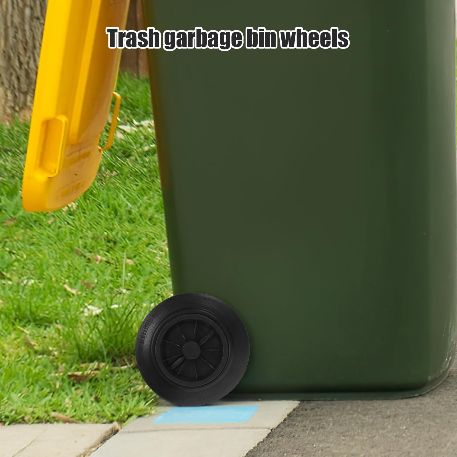 YARNOW 2 Ruedas de Repuesto de Goma Flexible para Cubo de Basura de 240l, Mejora la Eficiencia de Limpieza Plástico Resistente para Contenedores de Saneamiento