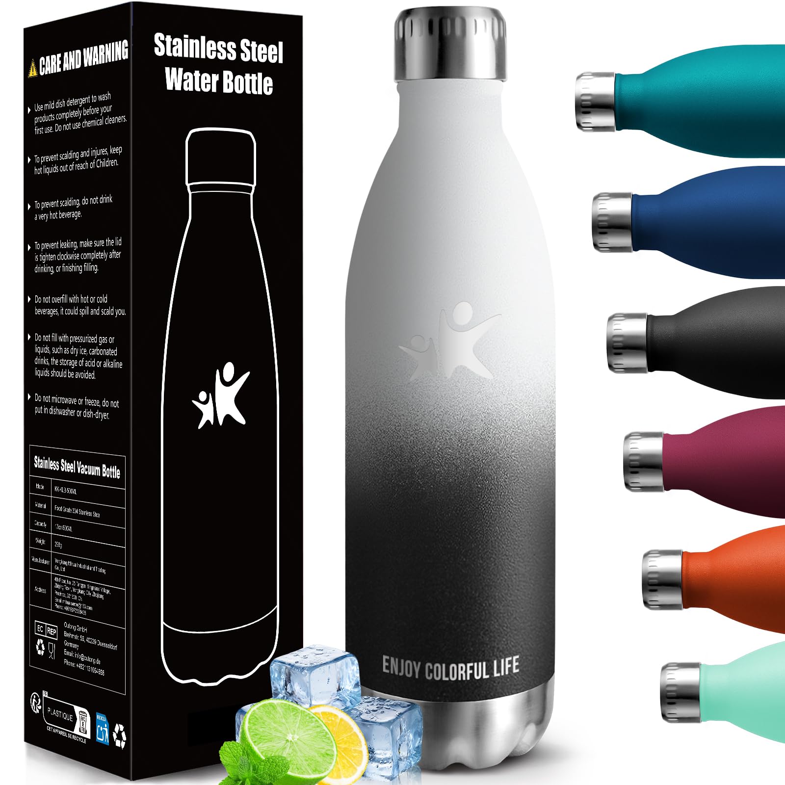 HoneyHolly Trinkflasche Edelstahl, Thermosflasche 1000ML, BPA-frei Auslaufsichere Vakuum Isolierte, Wasserflasche, Doppelwandige Thermoskanne für Fahrrad, Reisen, Sport, Yoga, Camping, Fahrrad