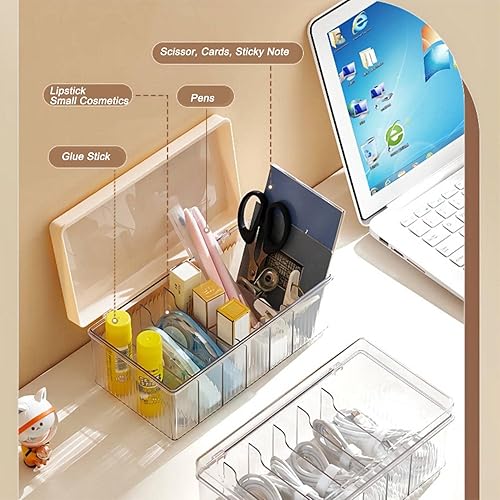 Miniatura 3 de ZHSMYUP Caja organizadora de cables de datos de plástico con 6 compartimentos, contenedores de gestión de cables, caja de almacenamiento compacta