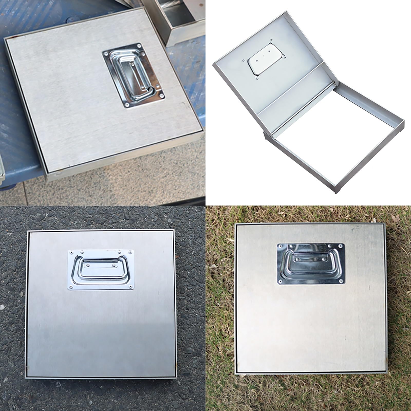 Tapa para Arqueta de Registro y Marco de Acero Inoxidable con Asa Tapa Sumidero Terraza para Exteriores para Fosas Sépticas Alcantarillas Patios y Parques(30x30x5 cm/12x12x2 in)