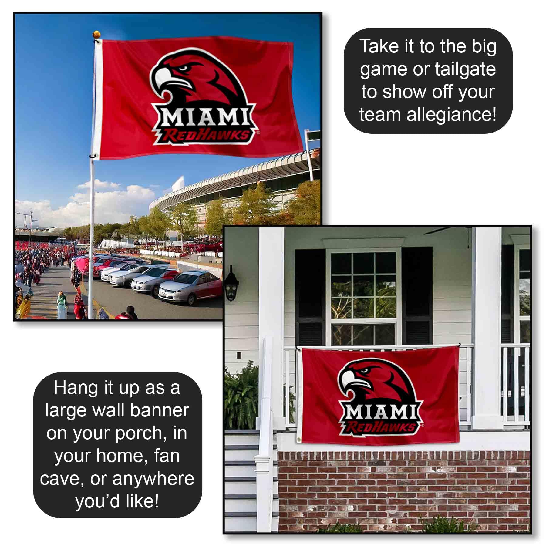 Amazon.com : Miami Redhawks New Hawk Flag : Sports & Outdoors