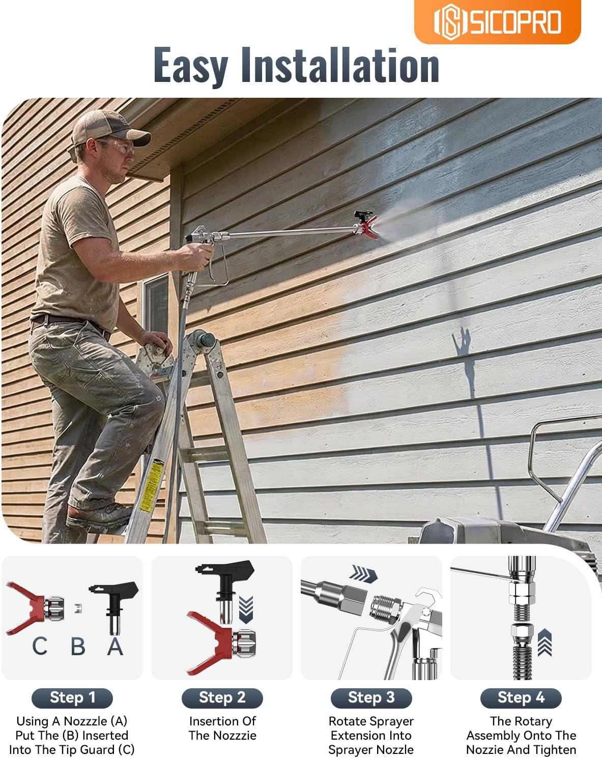 Airless Paint Sprayer Gun Kit, 3600 PSI High Airless Spray Gun Kit, Airless Paint Sprayer Hose, Extension Pole, Spray Tips, Filters, Nozzle Seat etc,Compatible with Airless Sprayer