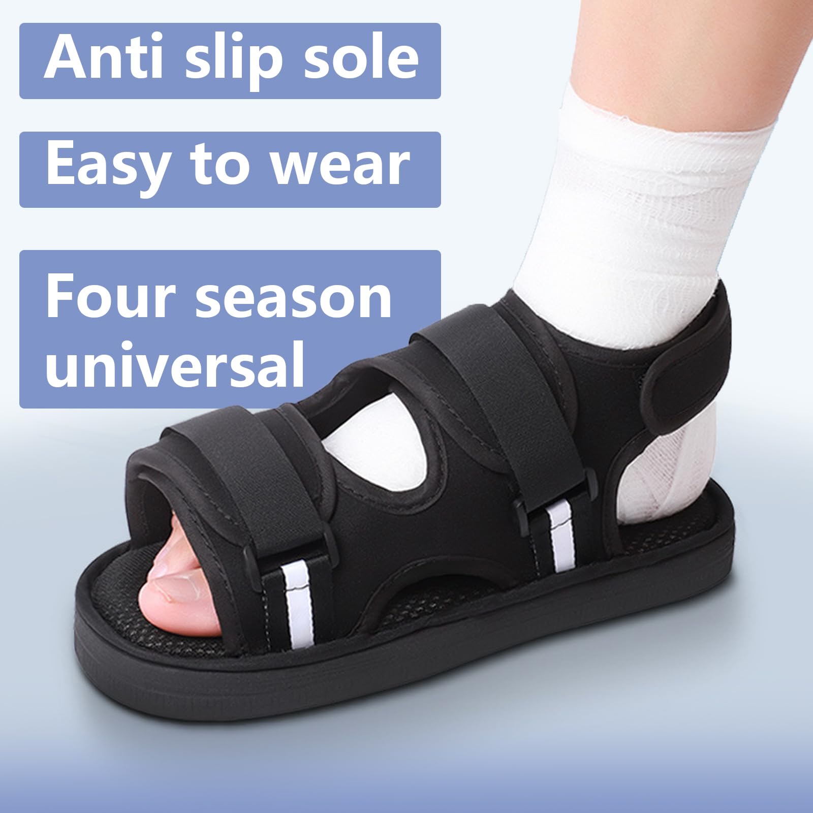 1 Pezzo Scarpe in Gesso per Piedi, Scarpe da Riabilitazione Regolabili, Scarpa Post Operatoria, per Piede Destro e Sinistro, Adatto per Fratture, Distorsioni del Piede, Gessatura, Nero