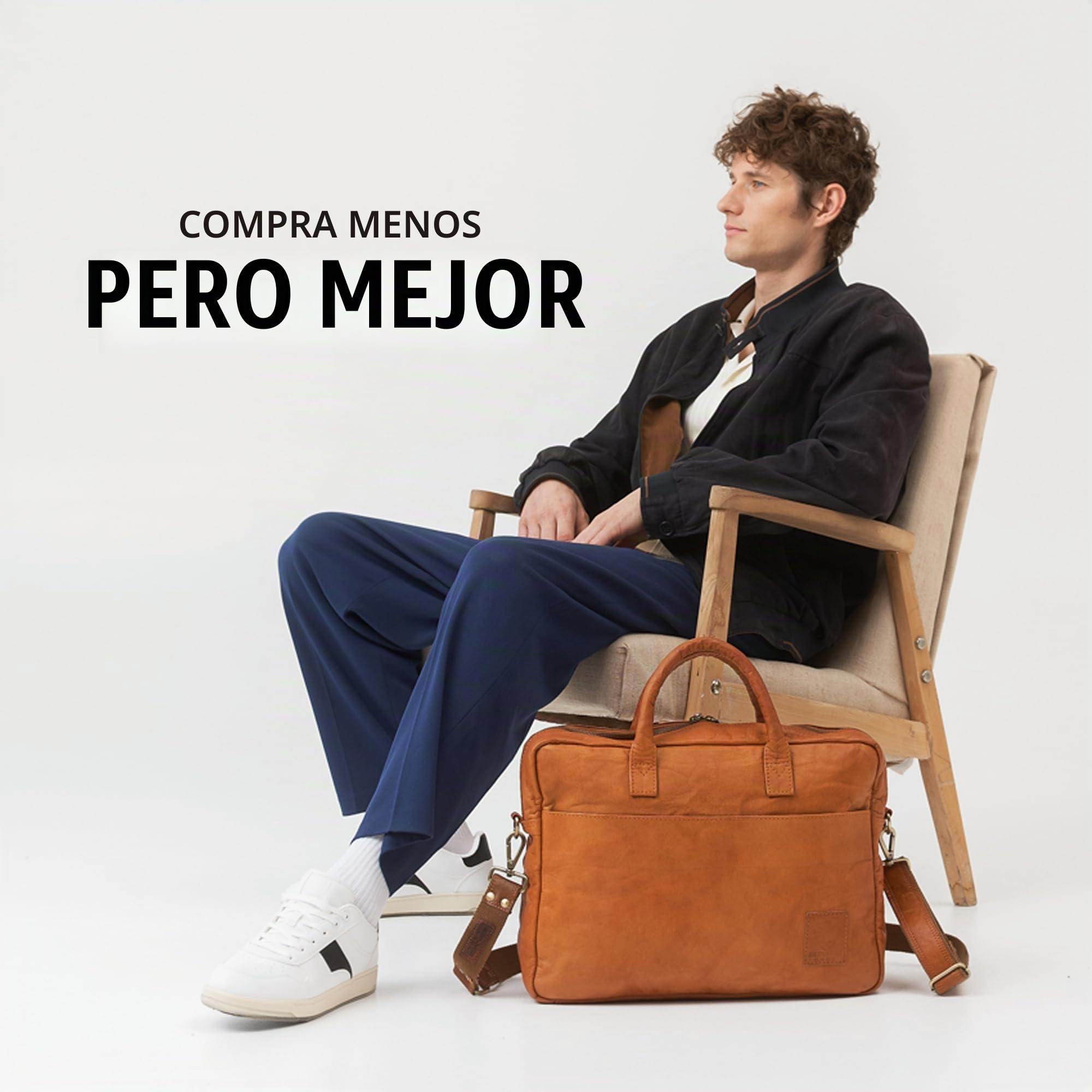 Berliner Bags Madrid Bolso de Piel Auténtica para Portátil de 15” con Múltiples Bolsillos y Correa Ajustable, para Hombre y Mujer – Marrón