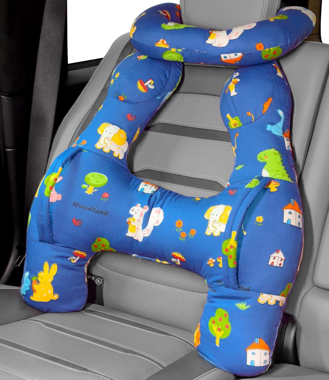 Cuscino da Viaggio, Cuscino auto portatile per Bambini, Cuscino Cervicale da Viaggio, Poggiatesta per auto a forma di H ultra morbido con maniglie per Viaggi di Vacanza per Bambini(Blu)