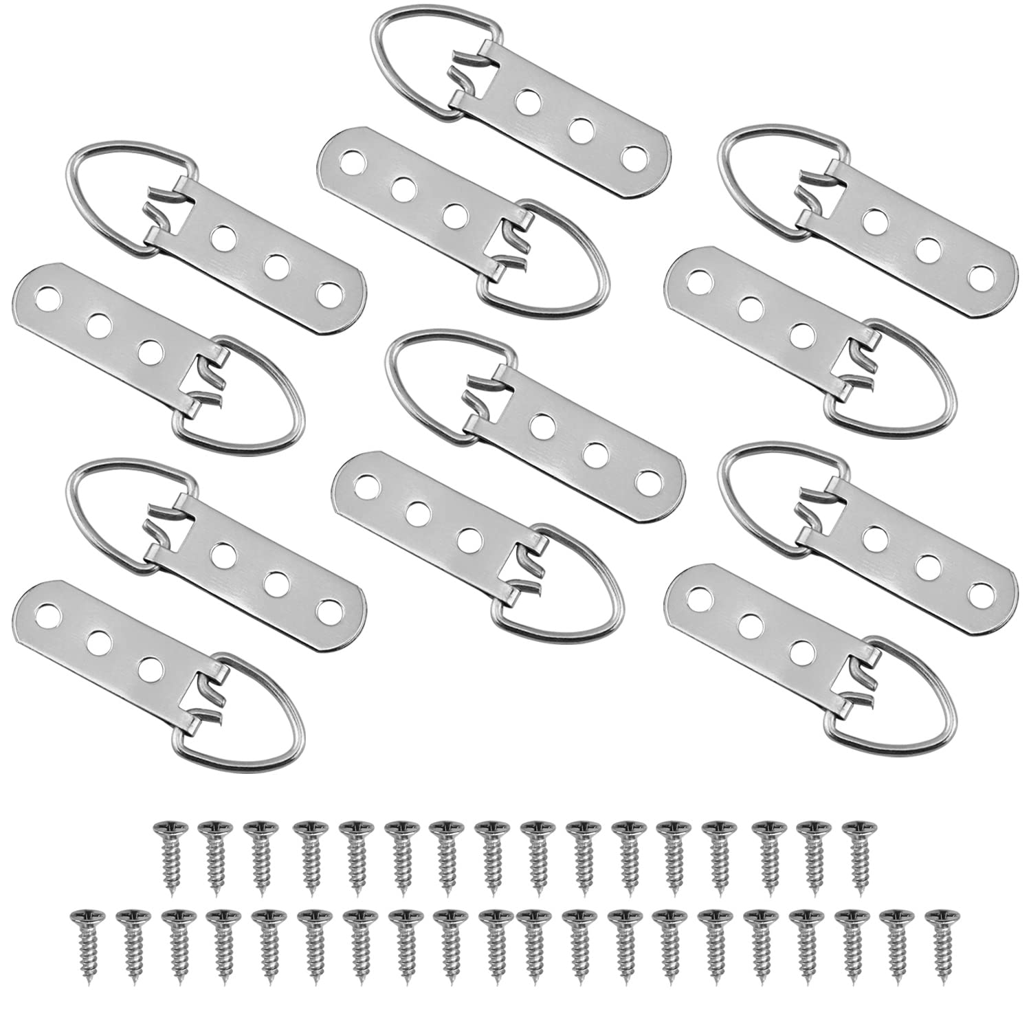 MroMax 100PCS Ring Picture Frame Buckle 2.36" x 0.59"Silver Tone Assortment Kit for Home Decoration Picture Frames Photo Hanging Solutions