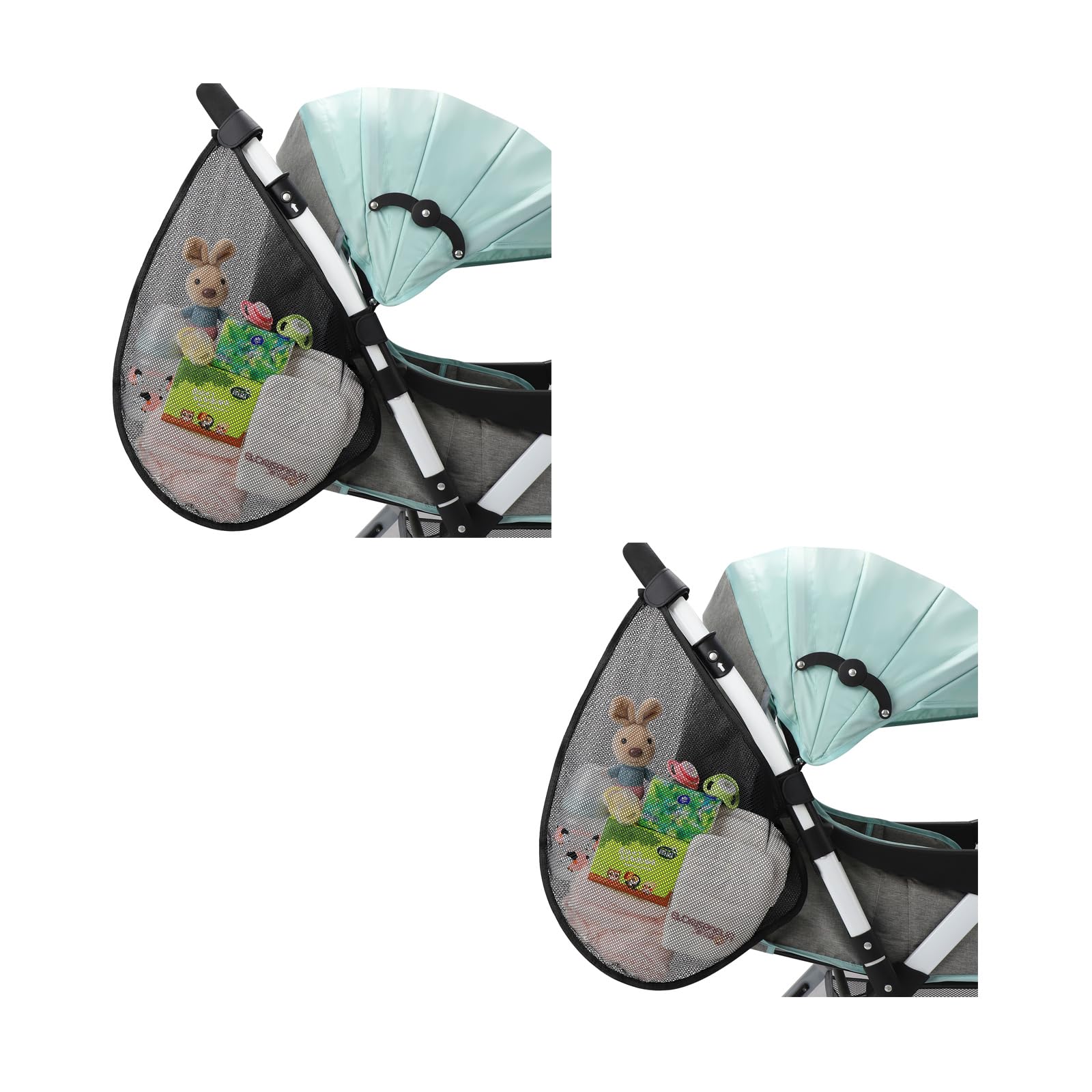 Accmor 2pcs Universal Stroller Organizer, Side Sling Stroller Organizer, Mesh Cargo Net Stroller Storage Caddy, Stroller Bag Accessories Fits for Uppababy, Nuna, Baby Jogger, Britax, Doona Strollers