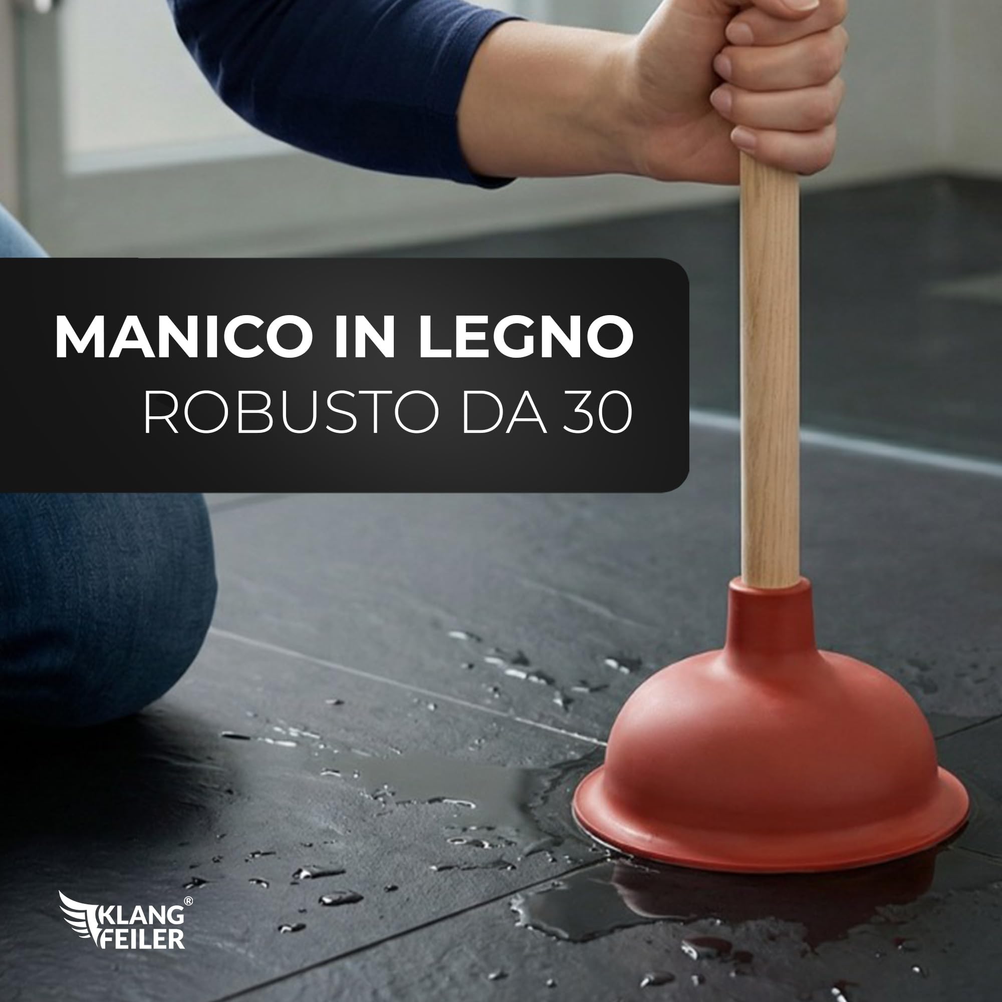 Klangfeiler® Ventosa sturalavandini - 140mm - Stura Lavandini e Scarichi - per wc, bagno, doccia, cucina - sturalavandino