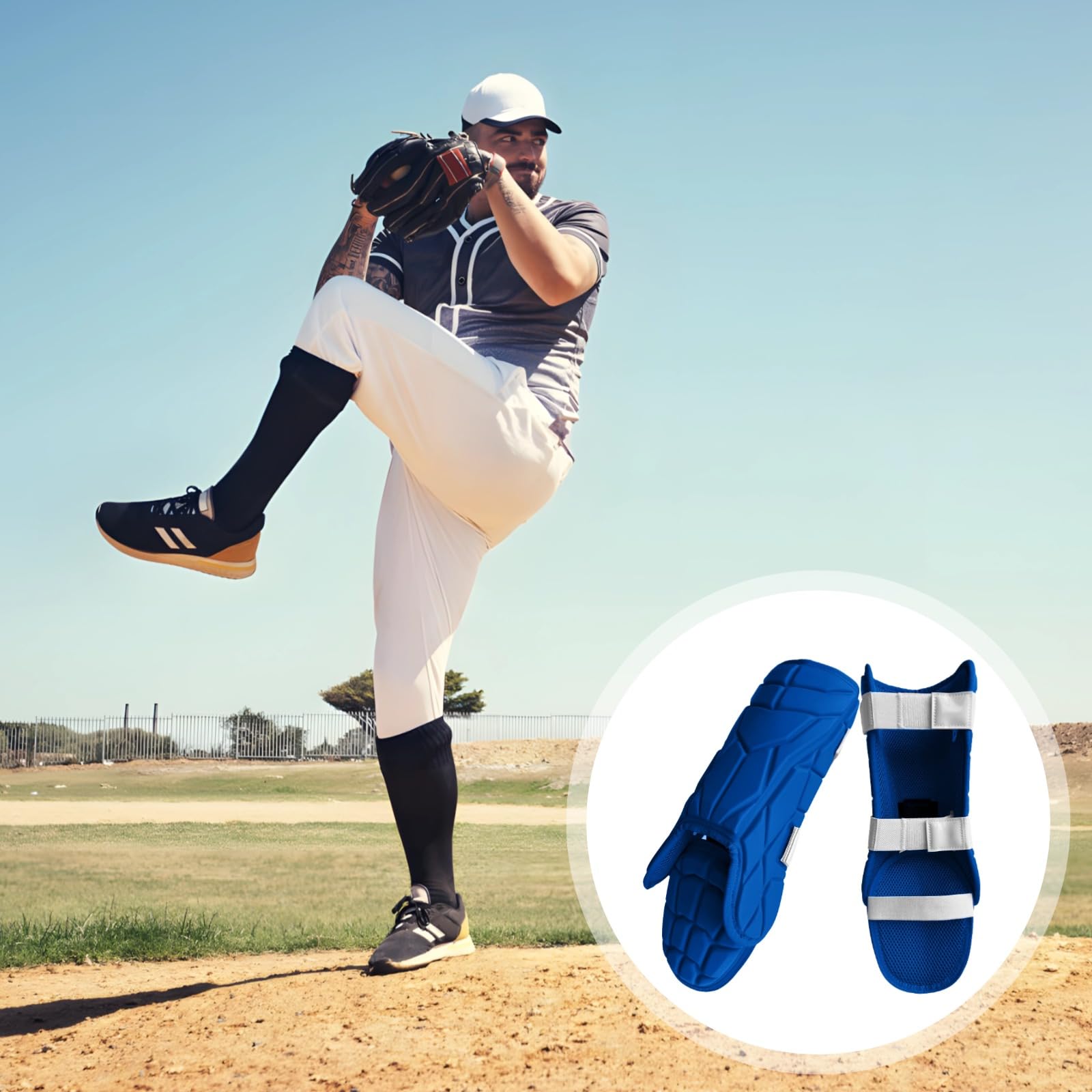 Baseballowa osłona goleni, pianka o wysokiej gęstości sprzęt ochronny dla dorosłych, ochrona nóg baseballowych, regulowane paski, oddychająca podszewka, niebieski