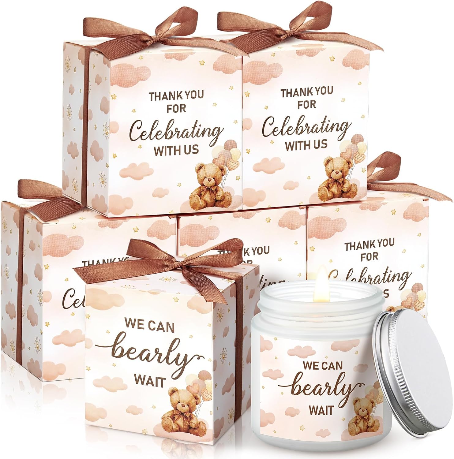 6 Sets Baby Shower Game Prizes for Winners Player Baby Shower Winners Guest Gifts Candles Lavender Scented Favors for Guests Gifts(Bear)