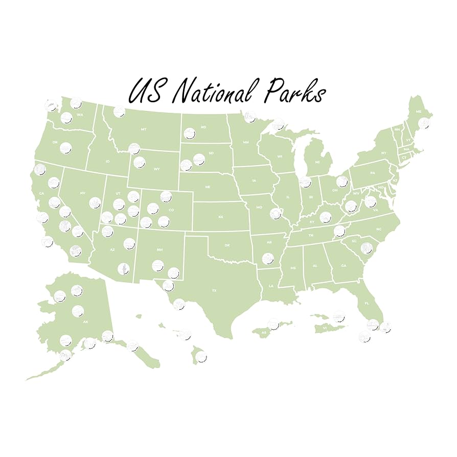 amazon-com-national-parks-map-national-park-checklist-map-national-park-sticker-map-home-kitchen for Free Printable Map Of U S National Parks Amazon.com: National Parks Map | National Park Checklist Map | National Park Sticker Map : Home & Kitchen for Free Printable Map Of U S National Parks