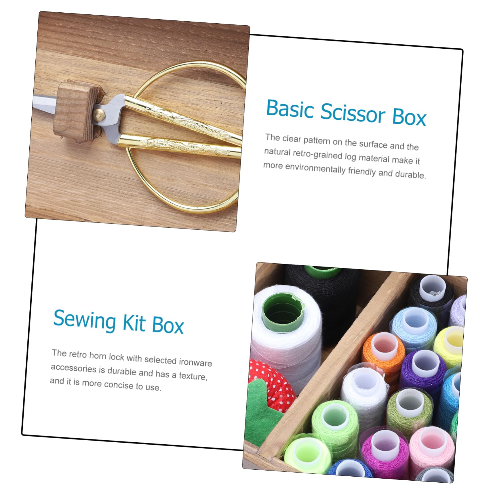 1set Scatola da Cucito Legno Pratica e Capiente con Kit Completo di Accessori Organizer Vintage per Hobbisti e Inizianti per Viaggi e Casa
