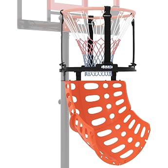 COSTWAY Basketball Rewind Attachment, 360&deg; Rotatable Basketball Rebounder for &phi;45cm Basketball Hoop, Return System with 4 Rem