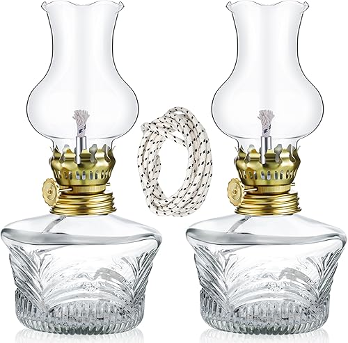 Miniatura 8 de Yexiya 2 Piezas Lámpara de Aceite Rústica Linterna Grande Lámpara de Queroseno Clásica Vintage de Vidrio con Mecha de Aceite Extra de 6.6 pies para