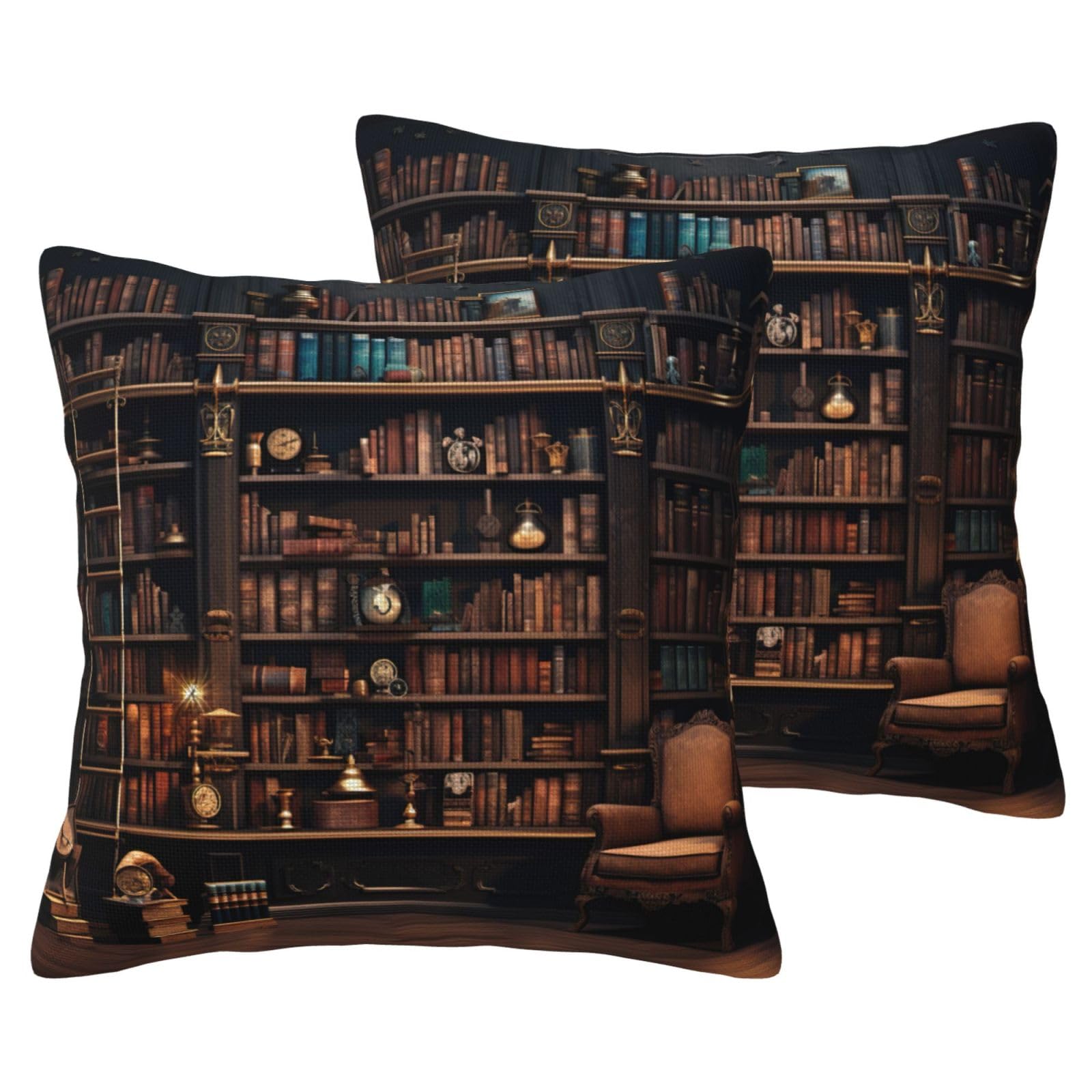 Housse de coussin bibliothèque BREAUX en aspect lin pour canapé (lot de 2)