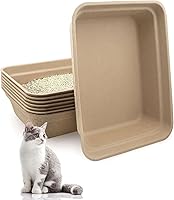 Komphy 8 Pack Large Disposable Cat Litter Boxes - Portable Paper Trays for Cats, Rabbits, Hamsters (16.7x12.7x4 Inch)