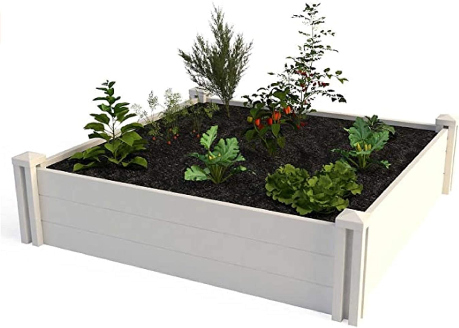 Vita 4 ft. x 4 ft. White Vinyl Raised Garden Bed 2-Pack