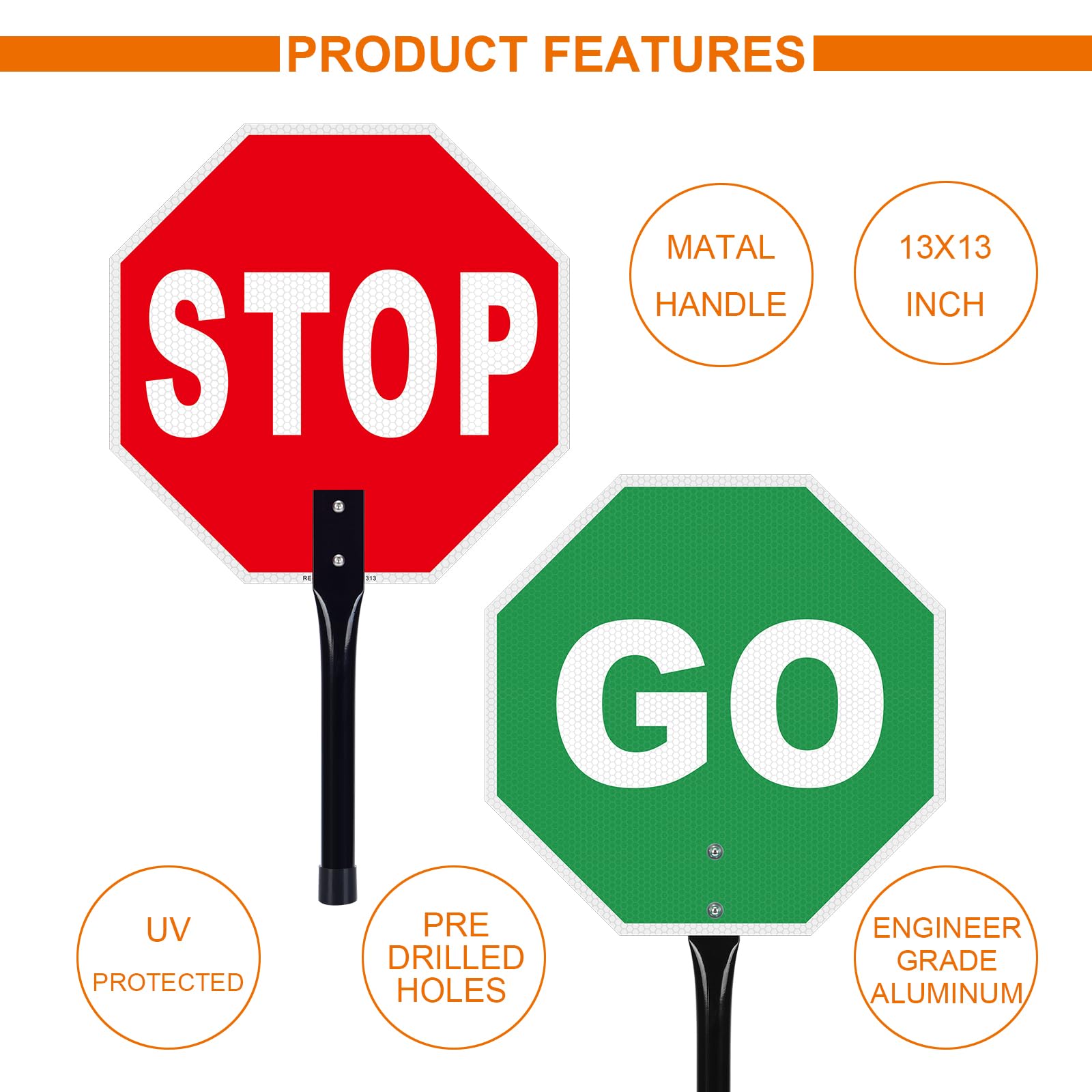 DIESOTT Stop Go Sign with Handle, 13