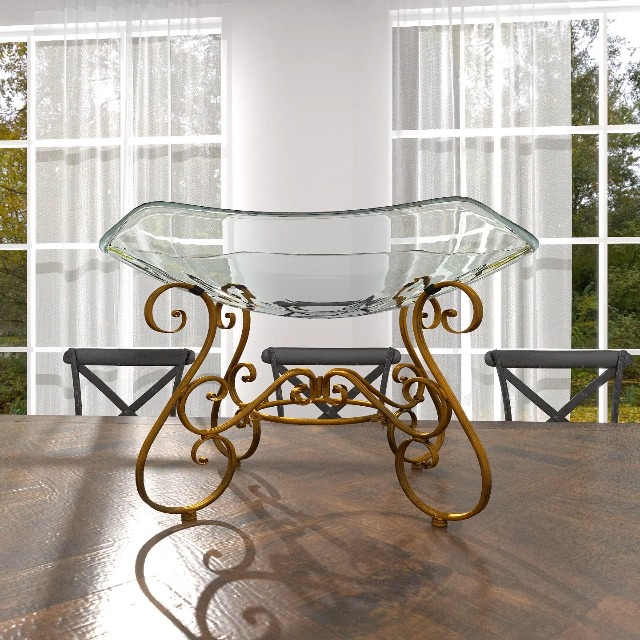 Amazon.com: Deco 79 Glass Kitchen Serving Bowl with Gold Metal