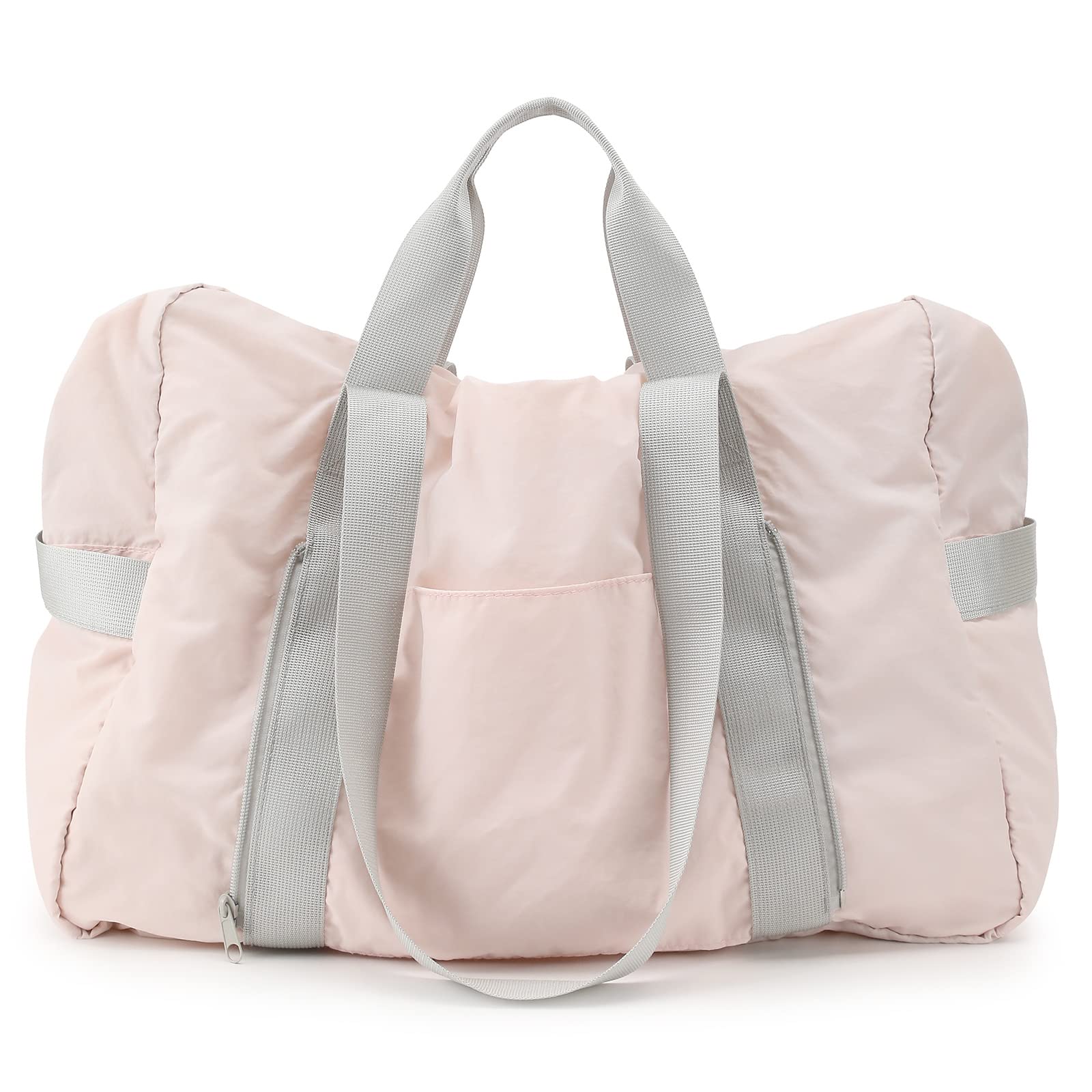 VanFn Borsone da viaggio pieghevole, borsone sportivo da palestra, borsa da palestra in nylon impermeabile, borsone leggero per donne e uomini, borsa da weekend all'aperto, serie P.Travel, Rosa chiaro
