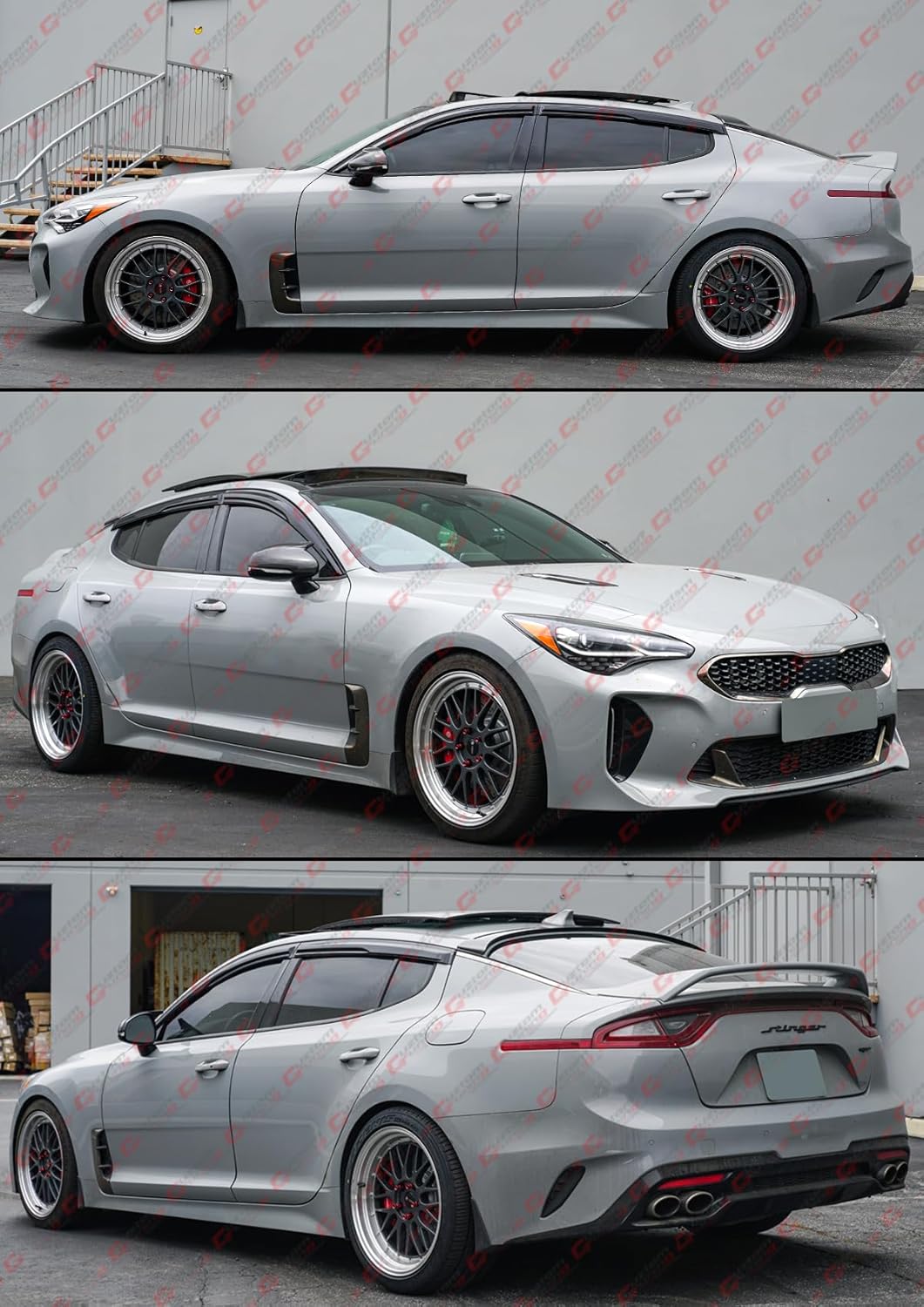 Premium 3D Wavy Sport Black Window Visor Rain Guard Deflector Compatible for 2018-2023 Kia Stinger