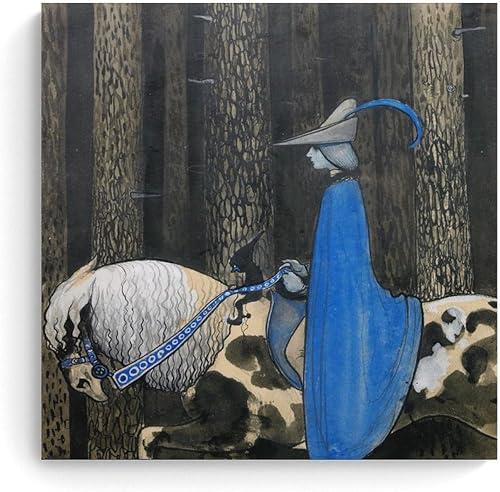 Pintura Al Óleo Clásica Famosa, Ilustración De Cuento De Hadas Montando Por El Bosque Por John Bauer Póster Pintura Decorativa Lienzo Póster de