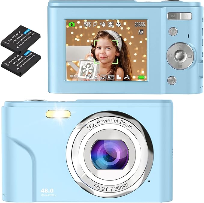 Bofypoo Digital Camera, Autofocus Vlogging Camera FHD 1080P 48MP with