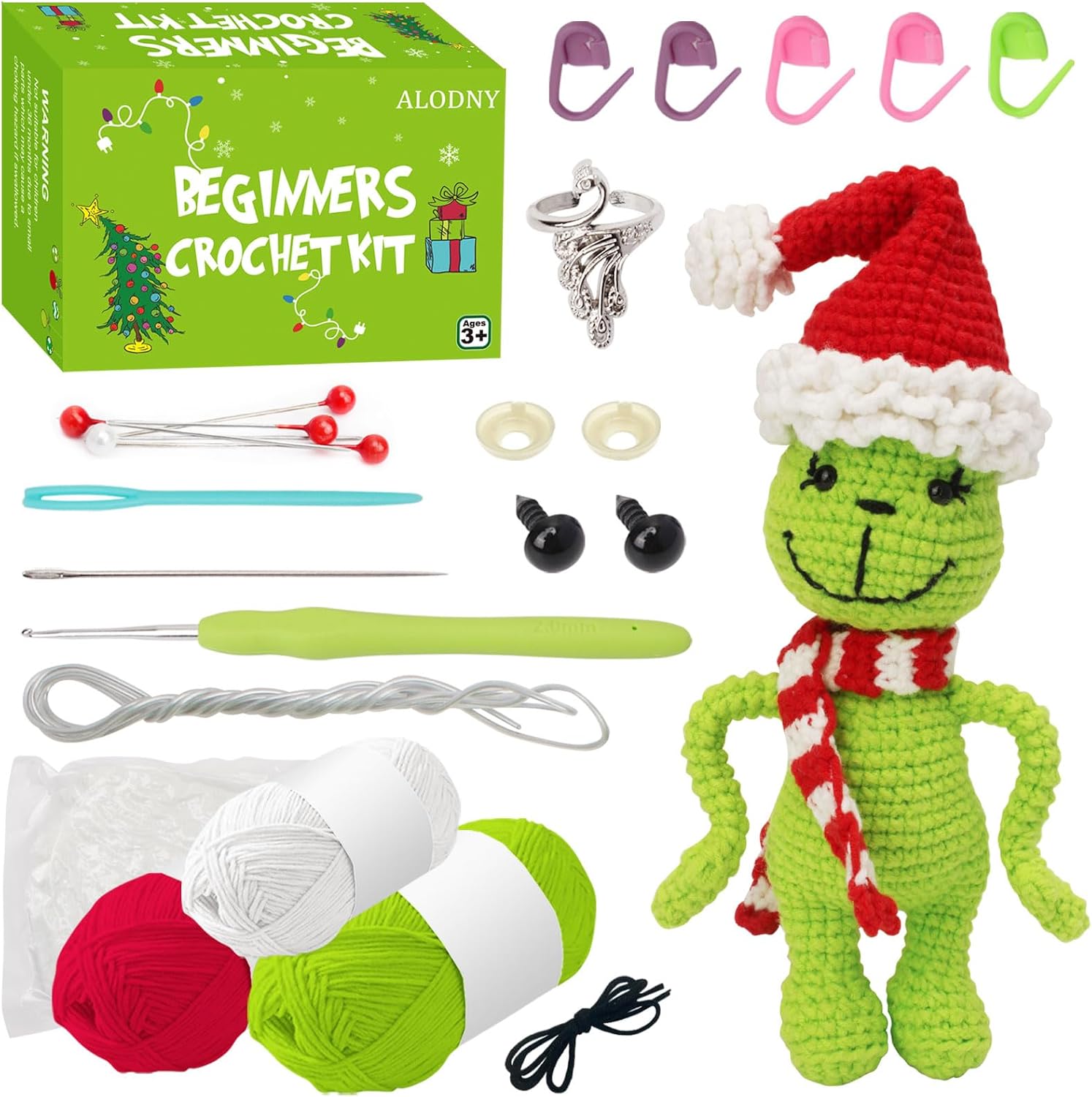 ALODNY Crochet Kit for Beginners,Christmas Crochet Kit for
