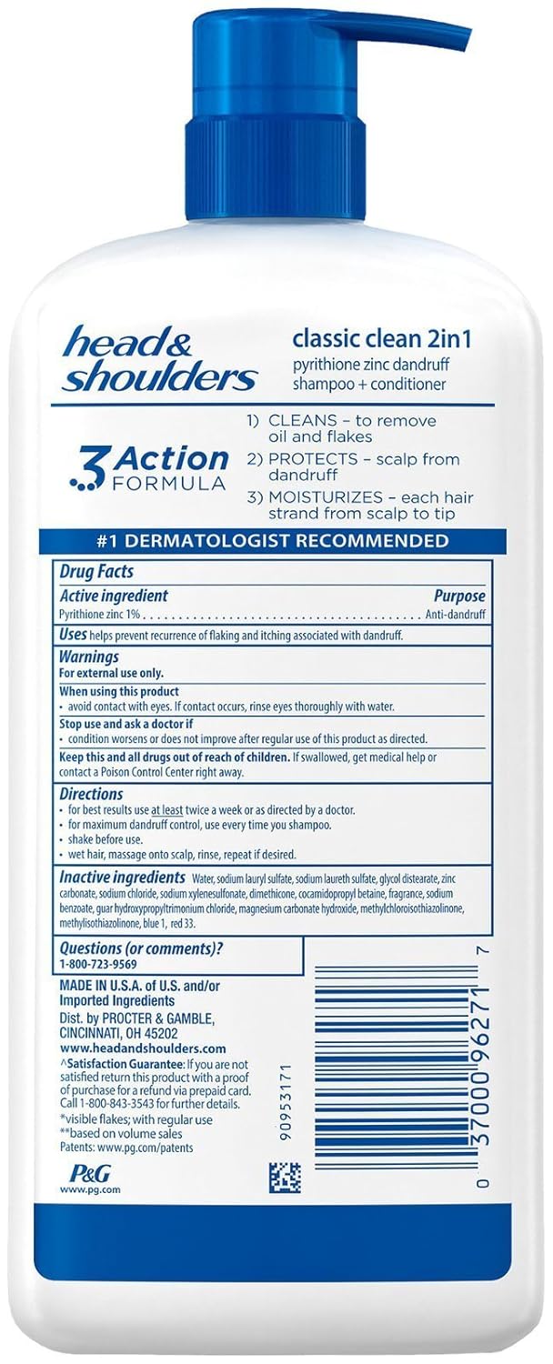 Head & Shoulders Classic Clean 2-in-1 Anti-dandruff Shampoo + Conditioner, 32.1 Fl Oz