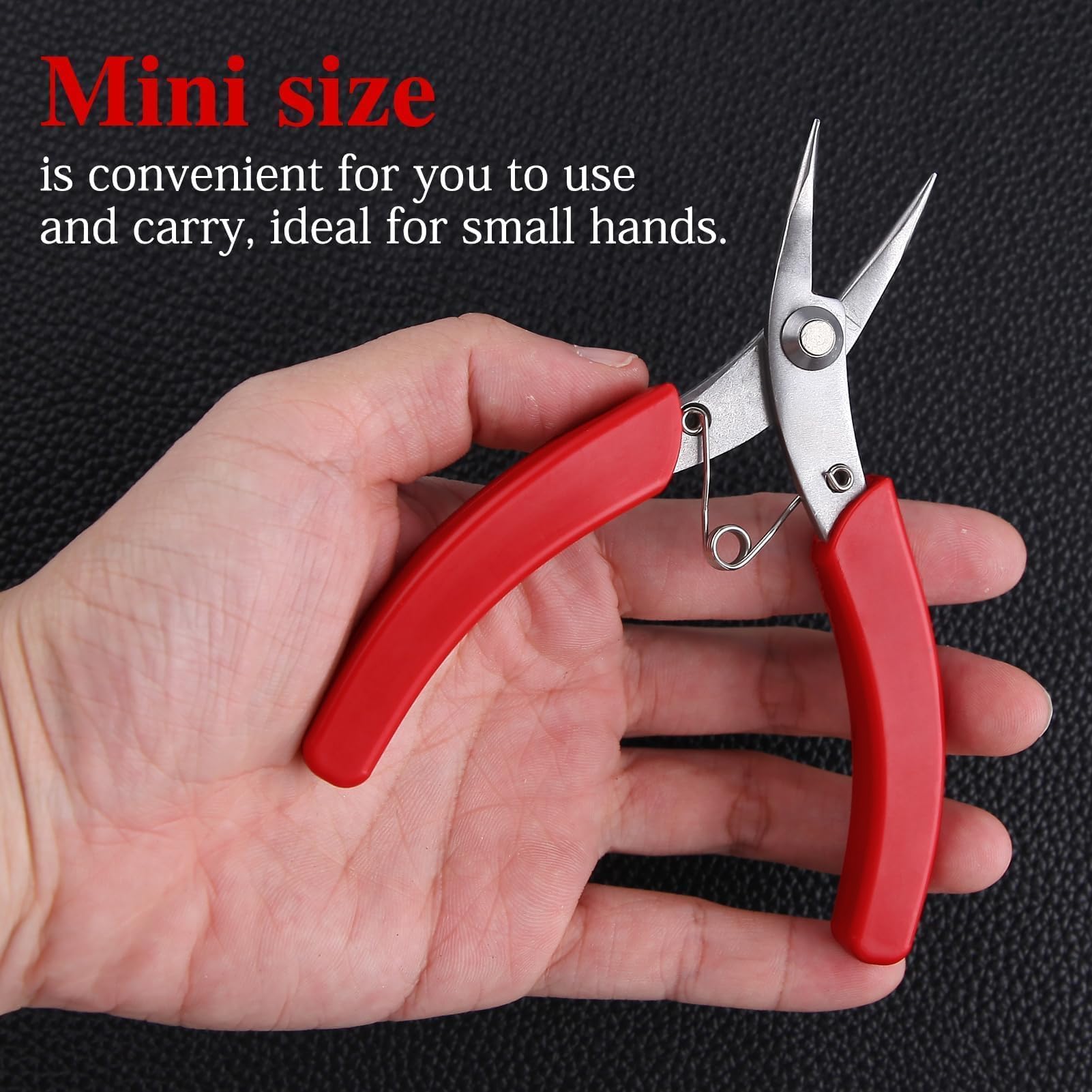 SPEEDWOX 4.5 Inch Mini Long-Nose Pliers for Jewelry Making with Smooth Jaws Chain Nose Pliers, Red, 4.5" Chain Nose - Image 4