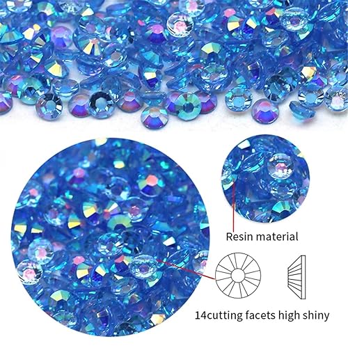 Miniatura 2 de 1440 diamantes de imitación SS20 de 0.197 in AB con parte trasera plana para uñas, arte, manualidades, gemas redondas transparentes con purpurina y