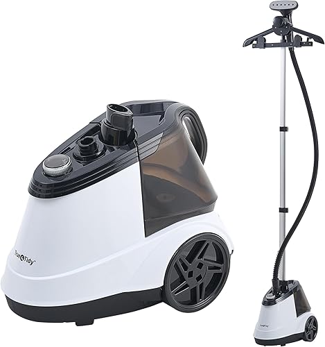 True & Tidy Vaporizador profesional para ropa comercial con tanque de agua extra grande de 98 onzas, resistente con 3 ajustes de vapor, placa de