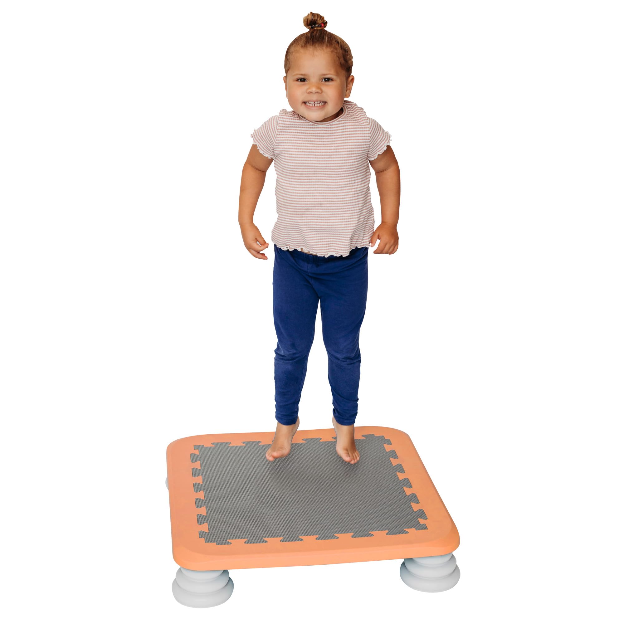 MagicMeadow Orange Sensory Autism Kids Trampoline Indoor Board - Suitable for Kids and Toddler Outdoor Toys Trampoline for 3 Years Old Plus, 75kg Weight Limit, PU Foam Removable Foot Pads