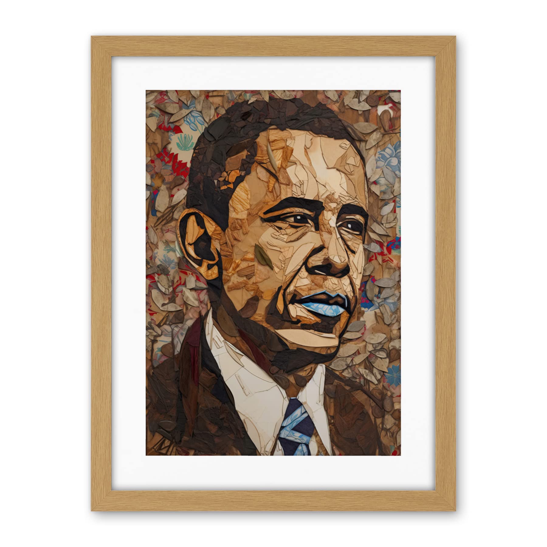 Artery8 Barack Obama Collage Art Portrait Artwork Framed Wall Art Print 18X24 Inch