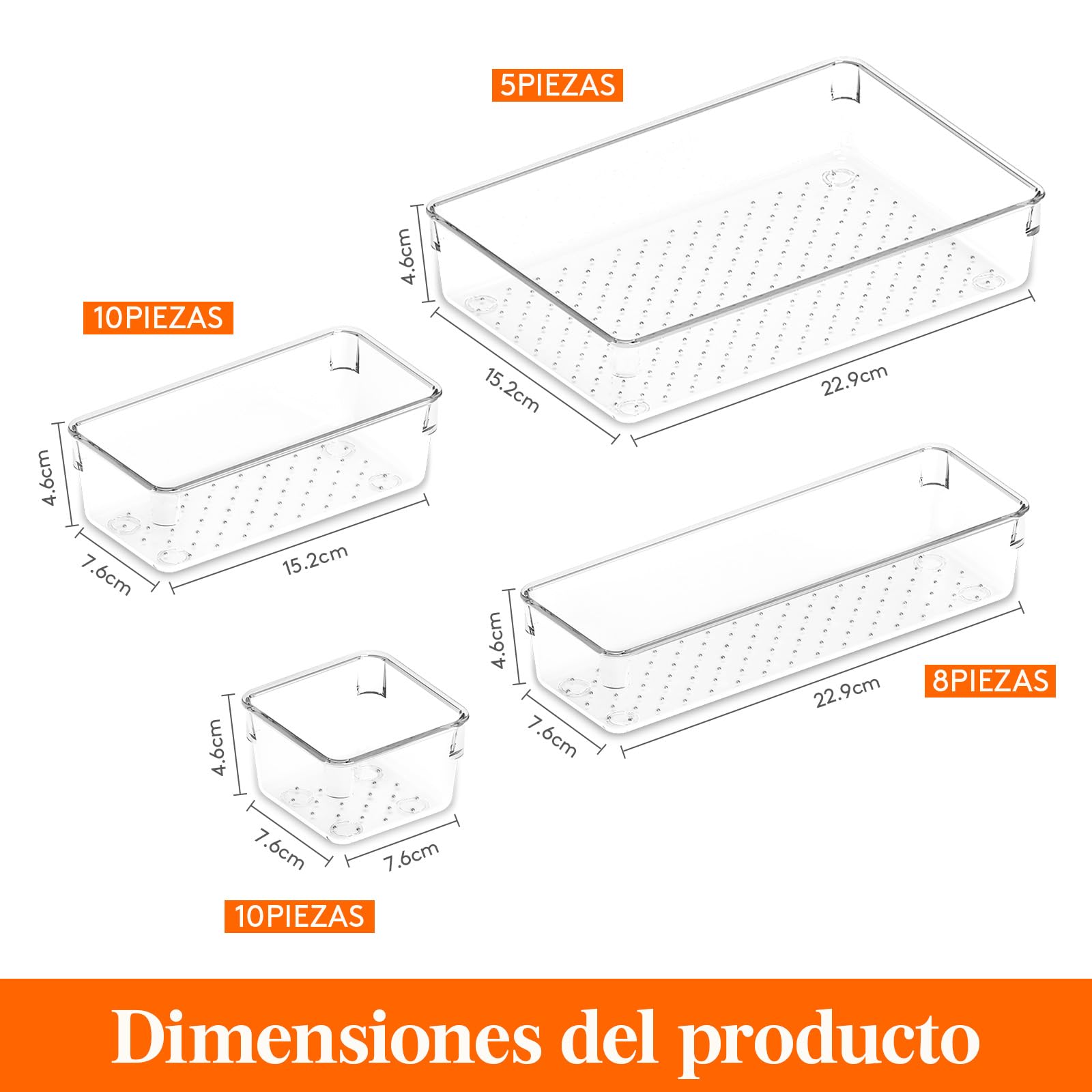 Lifewit Set de 33 Cajón Escritorio Organizador de Baño, Divisores de Tocador de Plástico Bandejas Caja de Separación para Maquillaje, Oficina, Joyas, Gadgets, Dormitorio