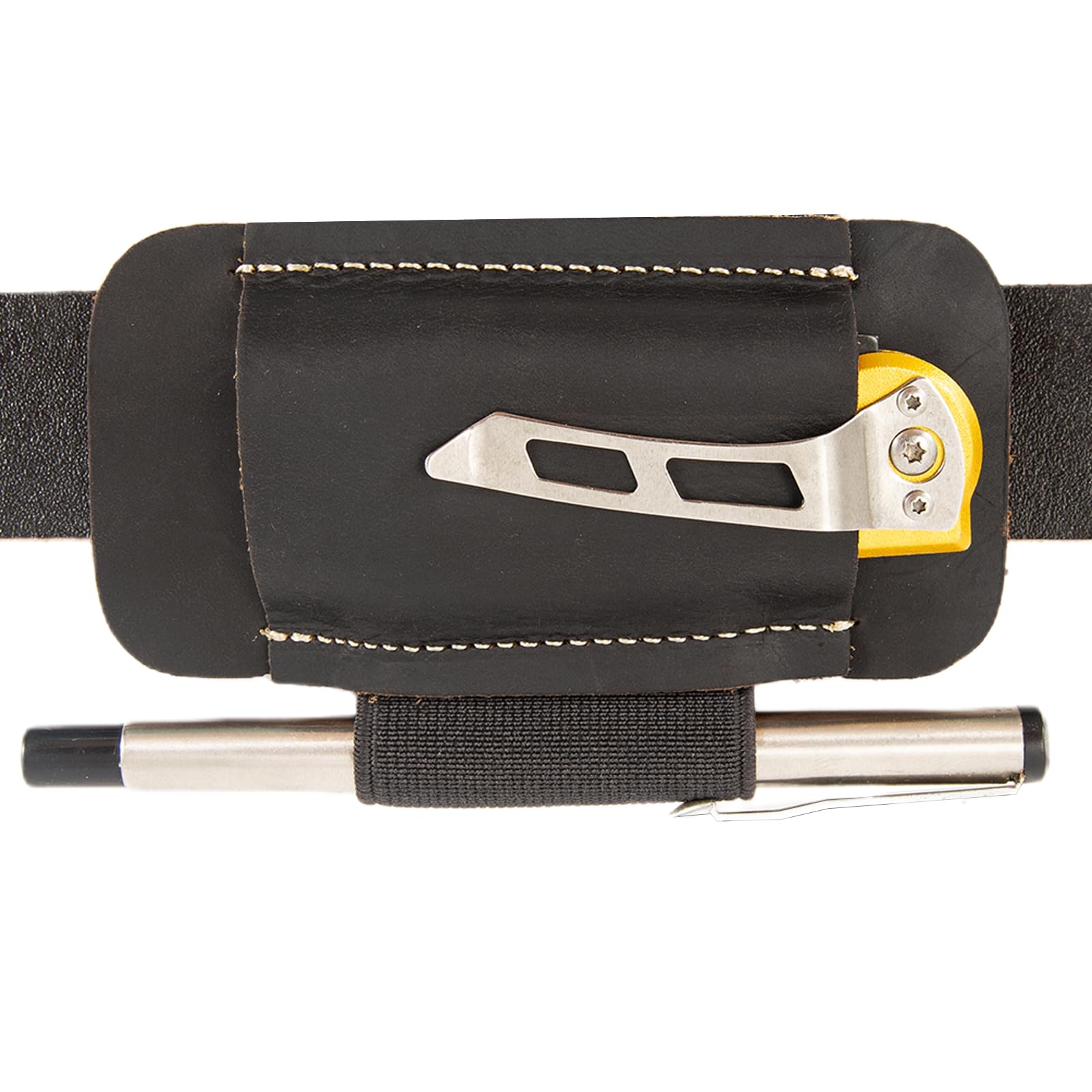 Knife Sheath,Belt Buckle Knife Sheath,Leather Knife Sheaths for Belt,Pocket Knife Folding EDC Belt Knife Holster,Open Top Knife Belt Leather Sheath