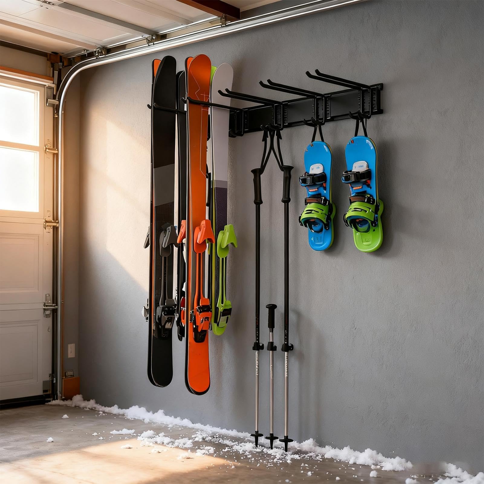 Generico Porte-skis mural - 86 cm de rangement robuste, 6 crochets