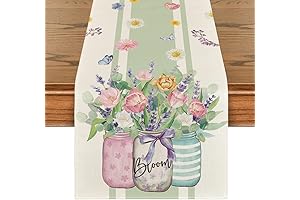 Artoid Mode Vase Bloom Tulip Lavender Spring Time Table Runner