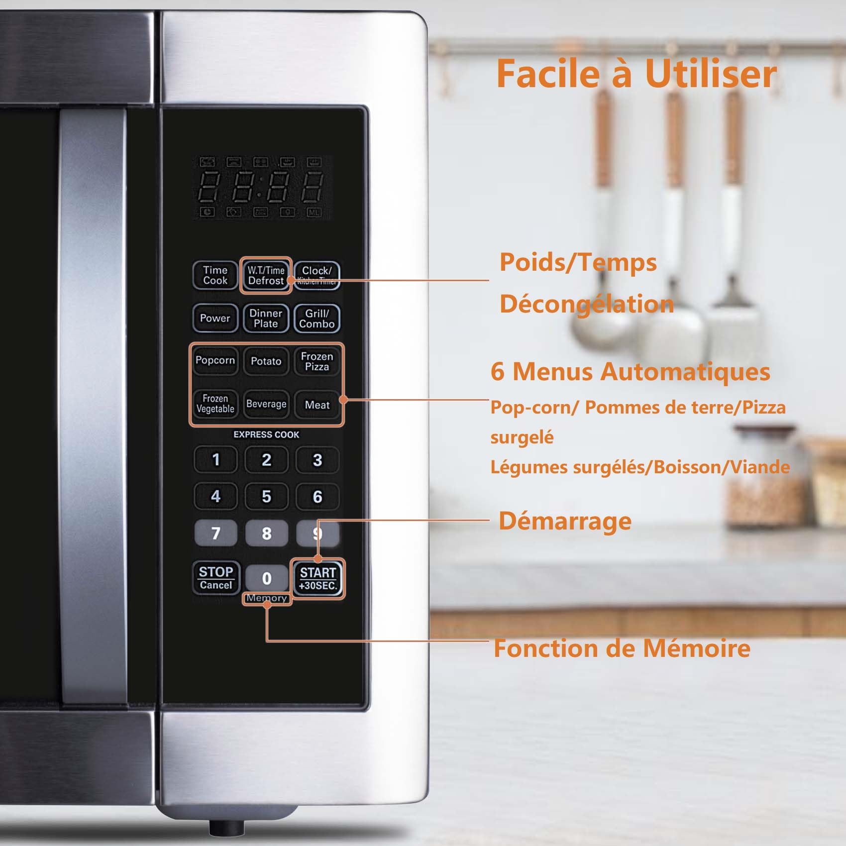 Four Micro-ondes Grill, 42L, 1100W, Grill jusqu'à 1400W, Cuisson Combinée, 11 Niveaux de Puissance, Multifonctions, Plateau Tournant, Cuisson Maximum 99min et 99s