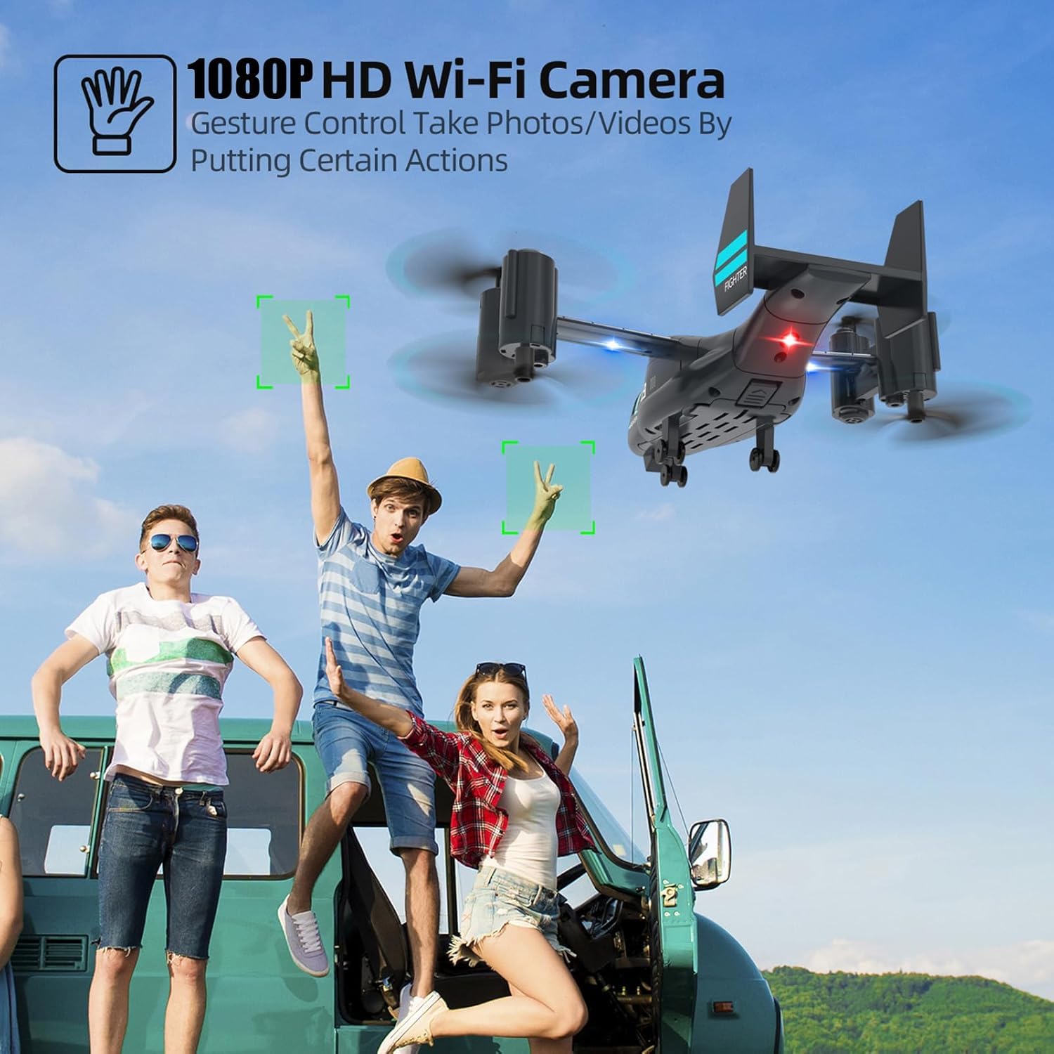 Elicottero radiocomandato con fotocamera 1080P, MIni RC Drone Quadricottero