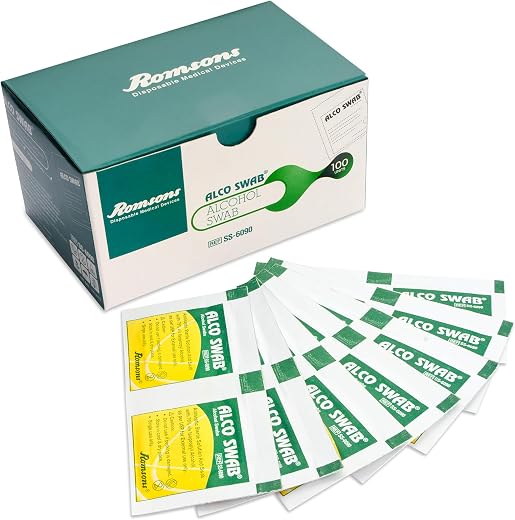Romsons Alco Swab Alcohol Guaze Antiseptic Prep sterile for disinfect cuts and scrapes (100 Pieces)