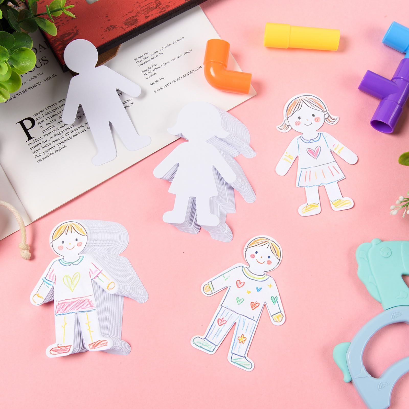 FOBSME 200 szt. białych ludzi wycinanki 8 cm papierowe kształty osób