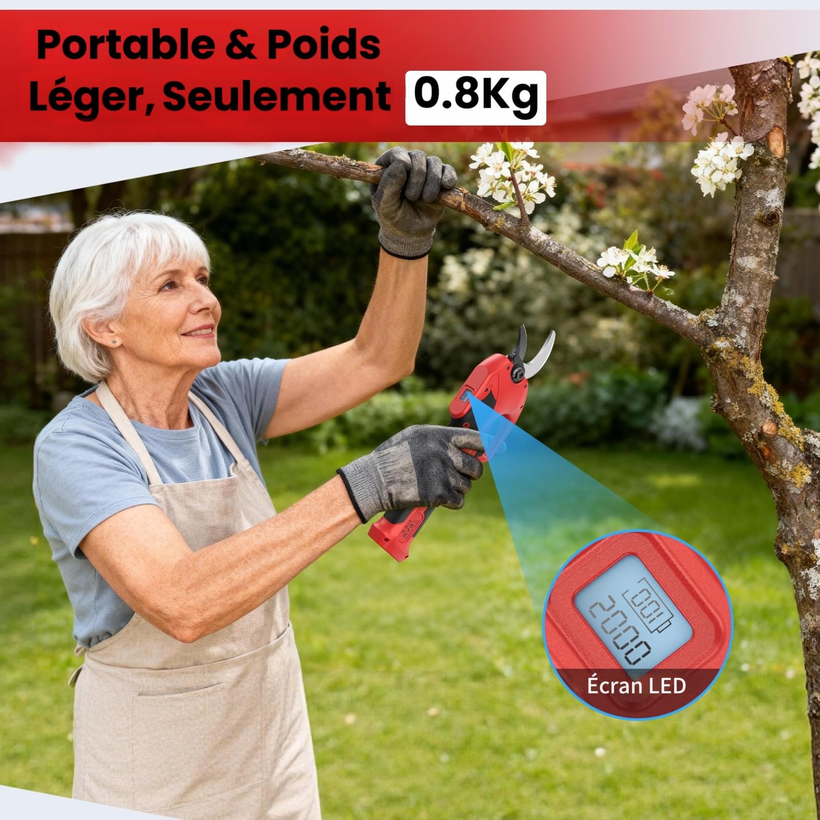 Secateur Electrique Sans Fil,Léger Secateur Electrique Rechargeable par USB
