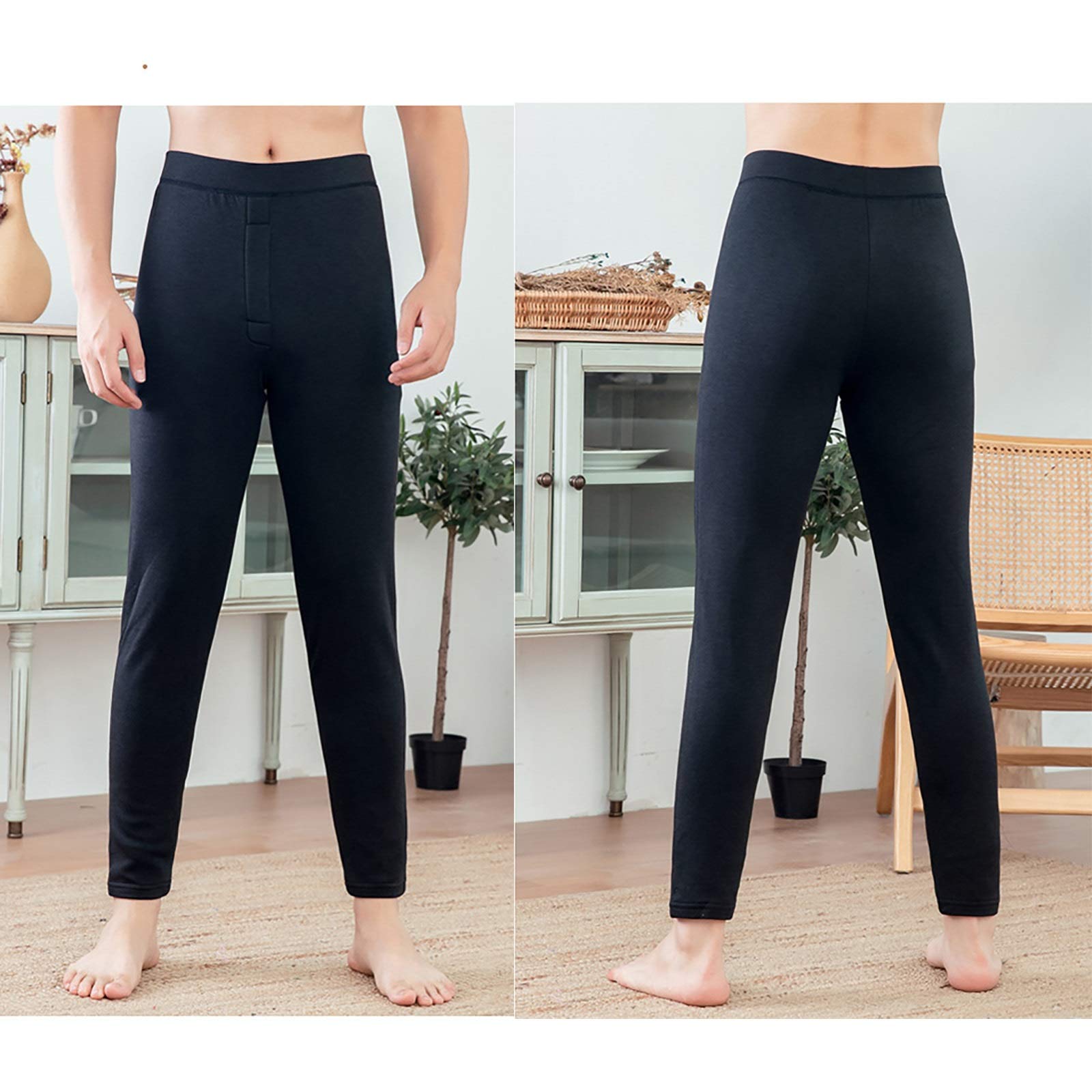 G&F Uomini Pantaloni Termici Mutandoni Caldo Biancheria Intima Livello Base Inverno Plus Velvet Pantaloni Leggings (Color : Black, Size : XL)